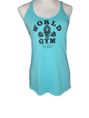 World Gym San Diego Turquoise Racerback Workout Tank Size M